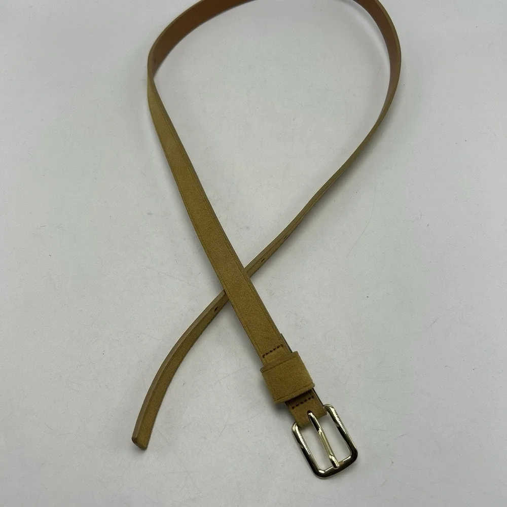 Banana Republic Belt Women Medium Skinny Suede Cow Leather Beige Capsule Minimal